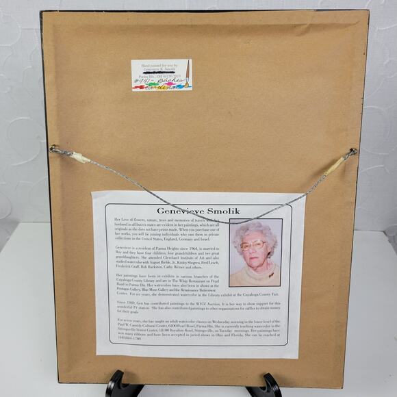 Genevieve K. Smolik Painting #941 Birches Cardinal Signed Hanging Framed Artwork - Picture 10 of 14